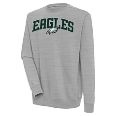 Philadelphia Eagles Antigua Victory Chenille Pullover Sweatshirt - Heather Gray - NFL