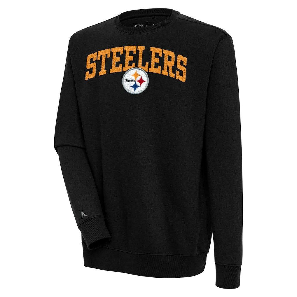 Pittsburgh Steelers Antigua Victory Chenille Pullover Sweatshirt - Black - NFL