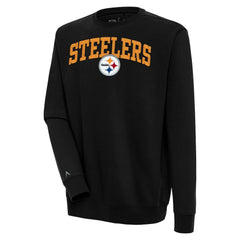 Pittsburgh Steelers Antigua Victory Chenille Pullover Sweatshirt - Black - NFL