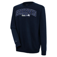 Seattle Seahawks Antigua Victory Chenille Pullover Sweatshirt - College Navy - NFL