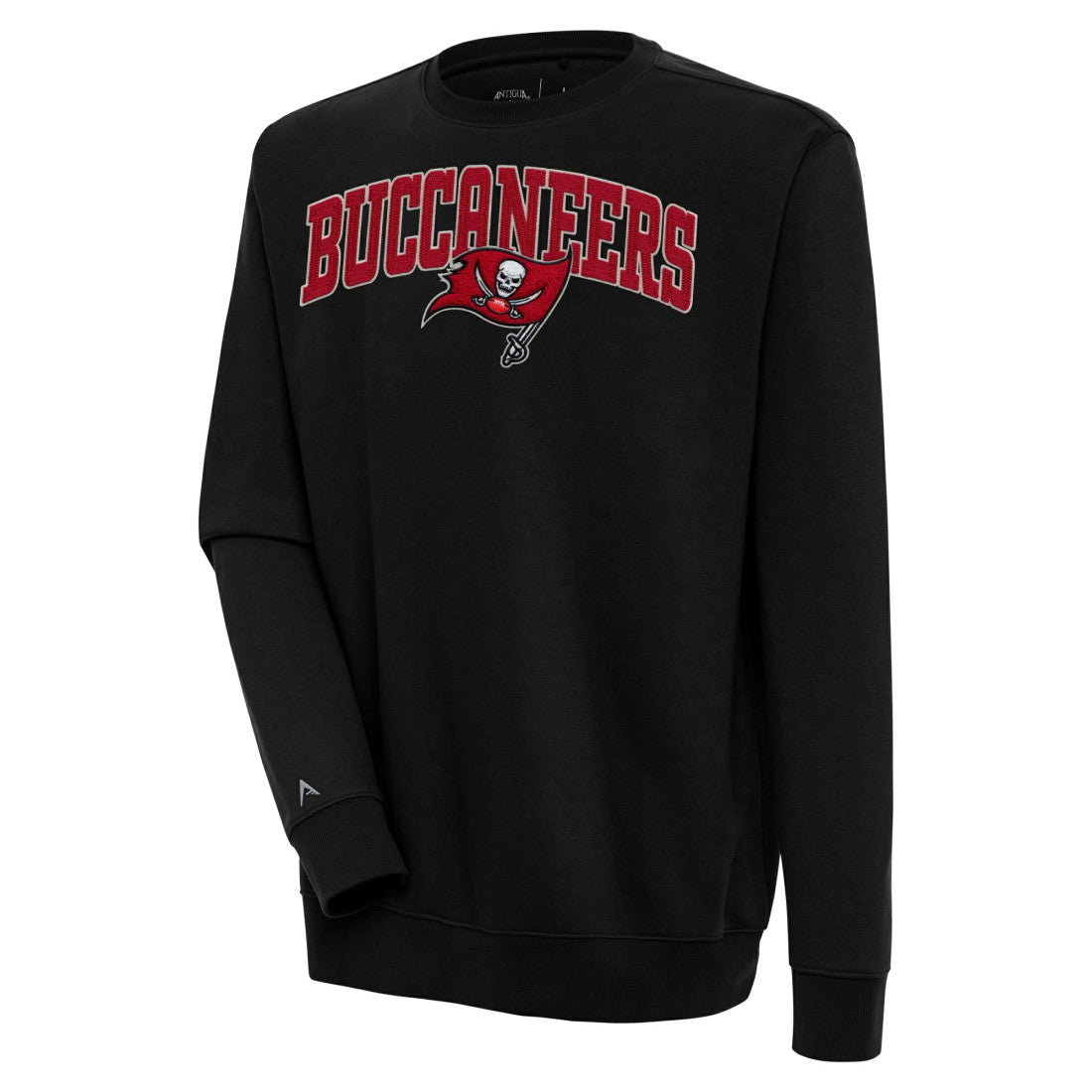Tampa Bay Buccaneers Antigua Victory Chenille Pullover Sweatshirt - Black - NFL