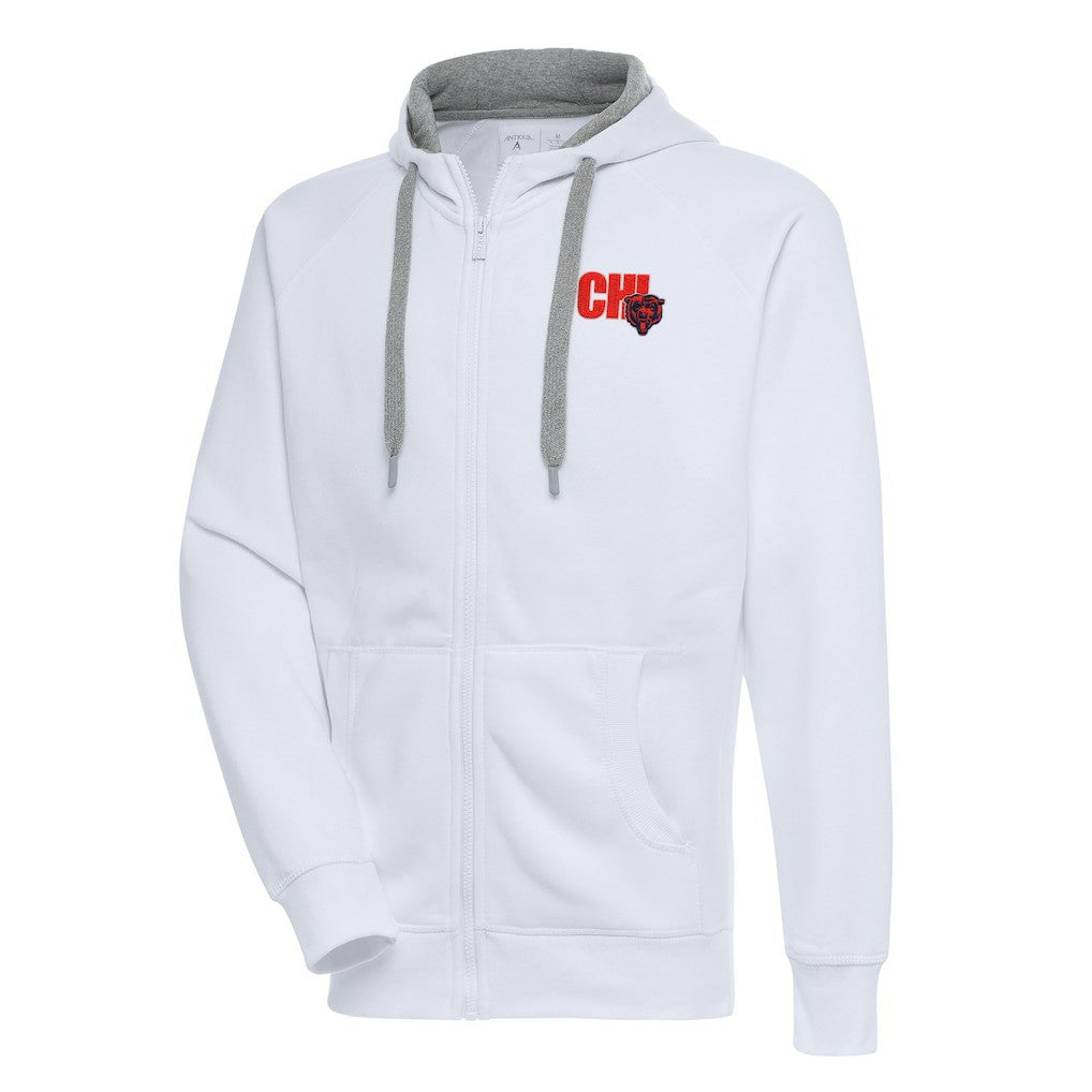 Chicago Bears Antigua Victory Full-Zip Hoodie - White - NFL