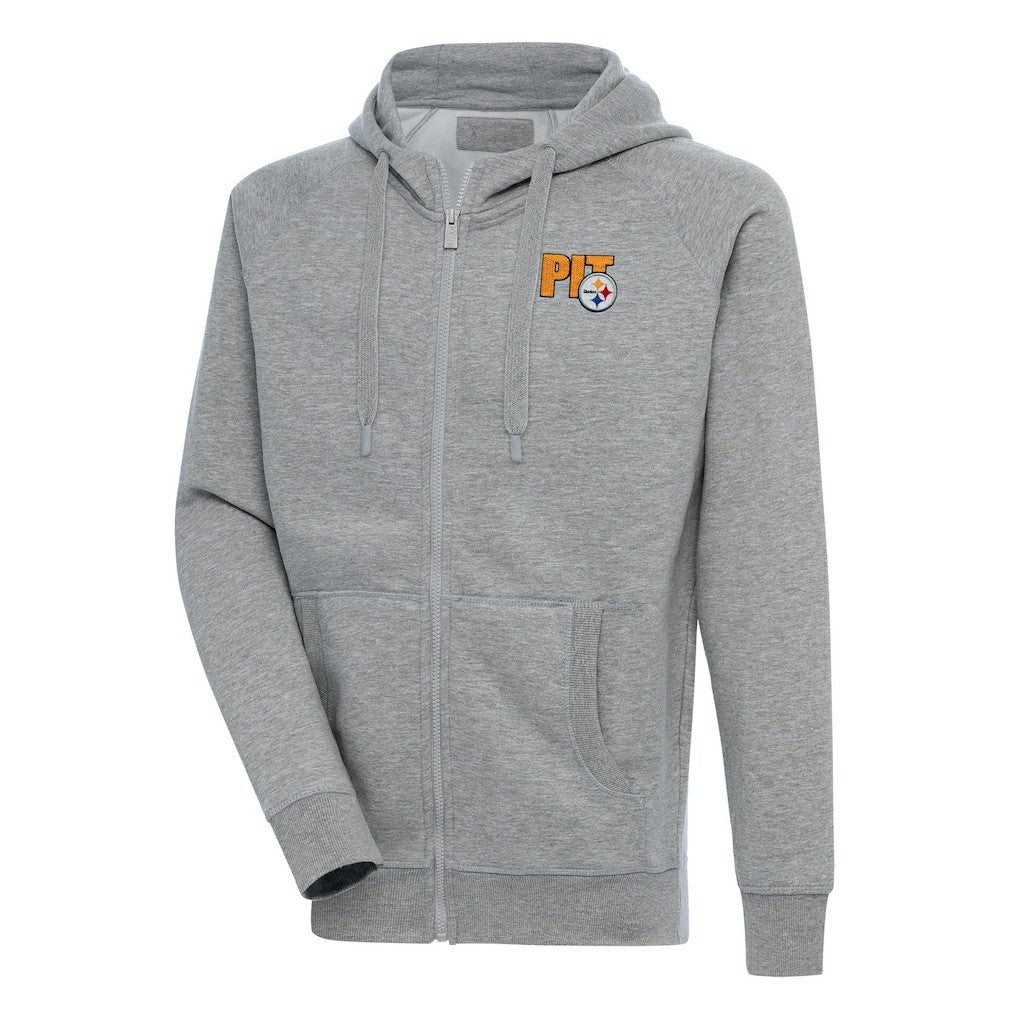 Pittsburgh Steelers Antigua Victory Full-Zip Hoodie - Heather Gray - NFL
