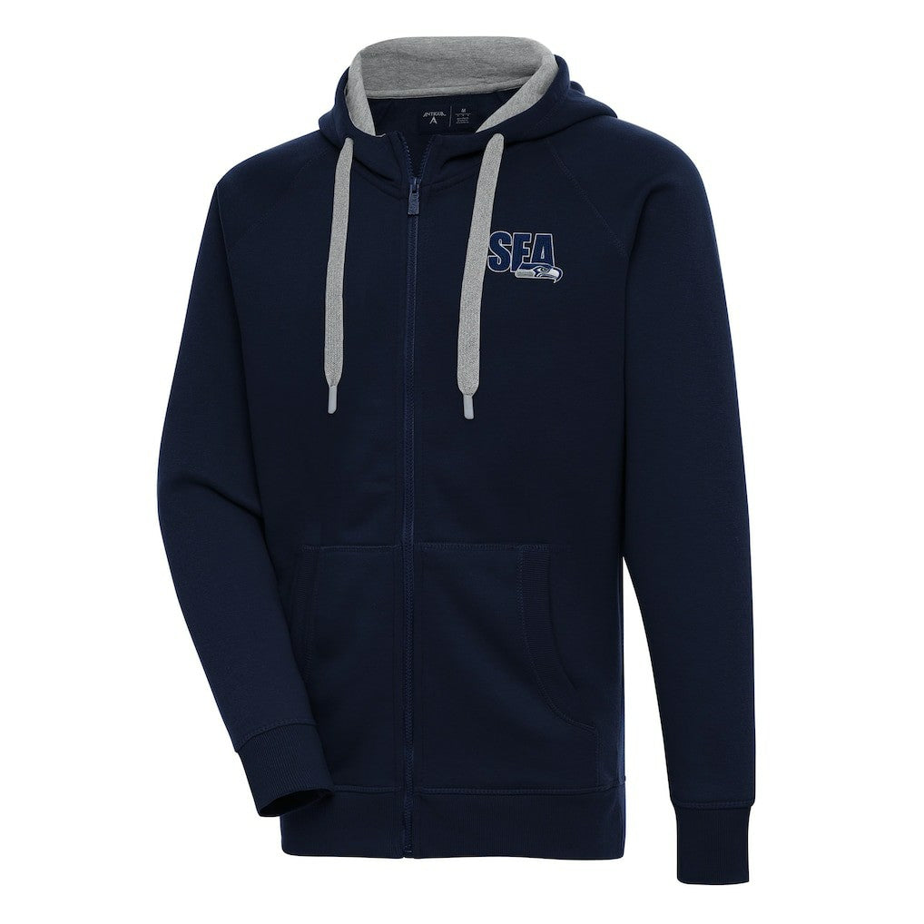 Seattle Seahawks Antigua Victory Full-Zip Hoodie - College Navy - NFL