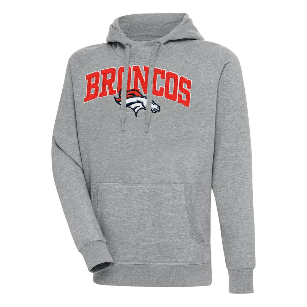 Denver Broncos Antigua Victory Pullover Hoodie - Heather Gray - NFL