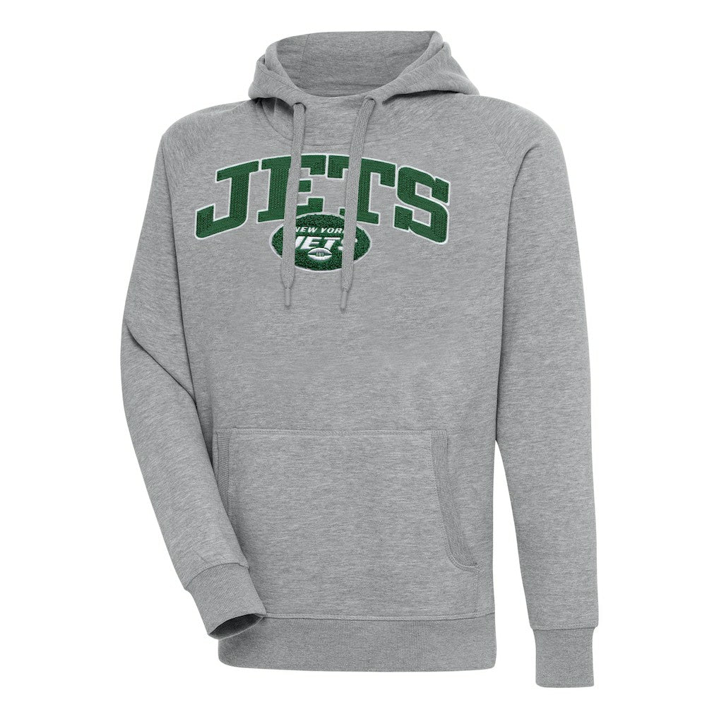 New York Jets Antigua Victory Pullover Hoodie - Heather Gray - NFL