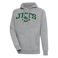 New York Jets Antigua Victory Pullover Hoodie - Heather Gray - NFL