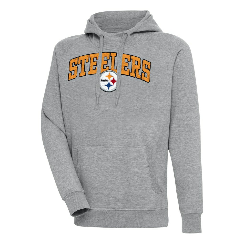 Pittsburgh Steelers Antigua Victory Pullover Hoodie - Heather Gray - NFL