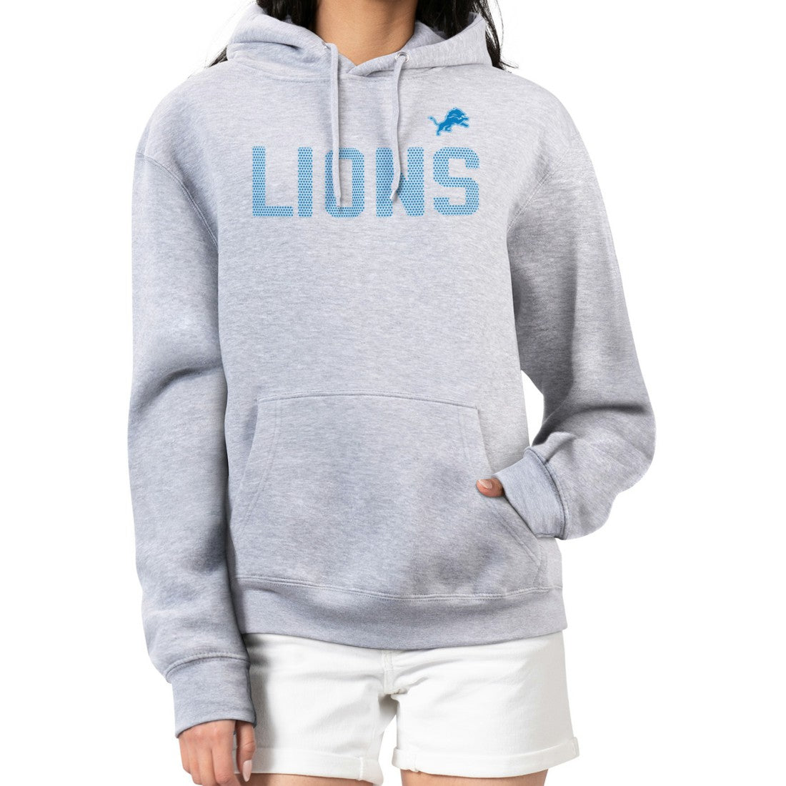 Detroit Lions G-III 4Her by Carl Banks Women's Dot Print Pullover Hoodie - Heather Gray - NFL