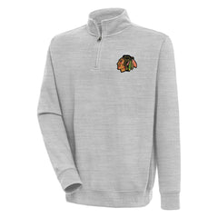 Chicago Blackhawks Antigua Victory Quarter-Zip Pullover Top - Heather Gray | NHL Clearance