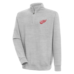 Detroit Red Wings Antigua Victory Quarter-Zip Pullover Top - Heather Gray | NHL Lifestyle