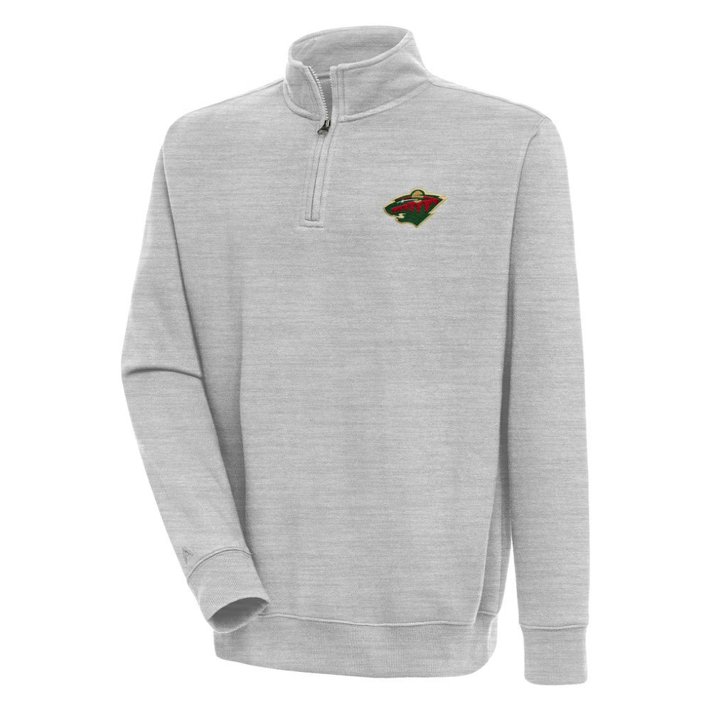 Minnesota Wild Antigua Victory Quarter-Zip Pullover Top - Heather Gray | NHL Clearance