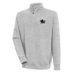 San Jose Sharks Antigua Victory Quarter-Zip Pullover Top - Heather Gray | NHL Clearance