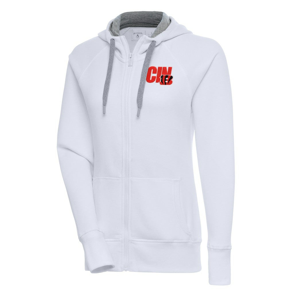 Cincinnati Bengals Antigua Women's Victory Full-Zip Hoodie - White - NFL