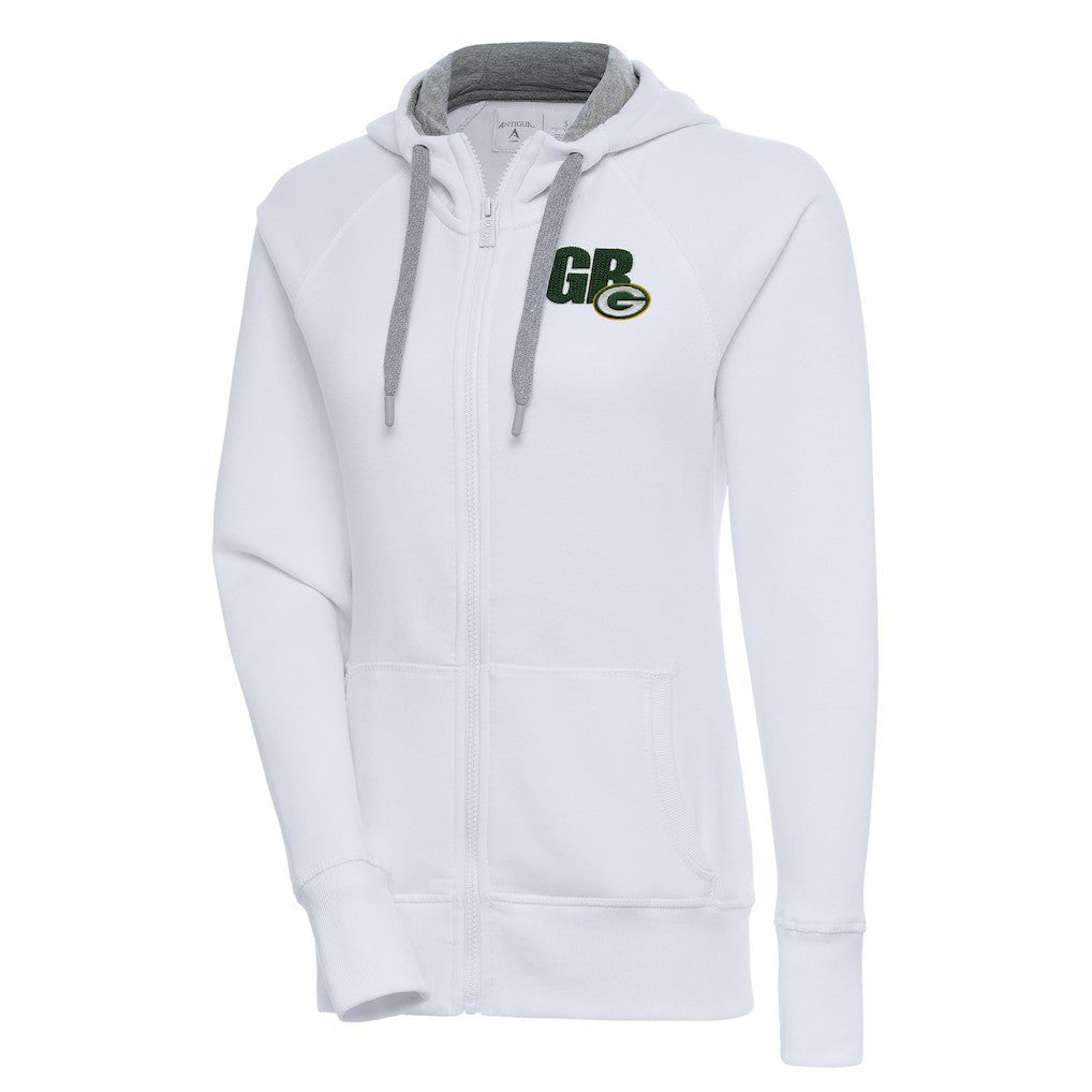 Green Bay Packers Antigua Women's Victory Full-Zip Hoodie - White - NFL