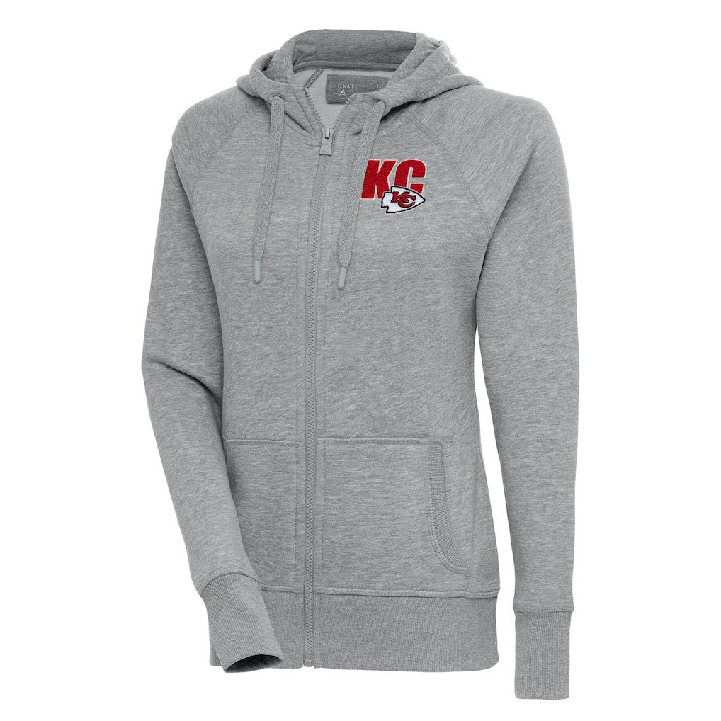 Kansas City Chiefs Antigua Women's Victory Full-Zip Hoodie - Heather Gray - NFL