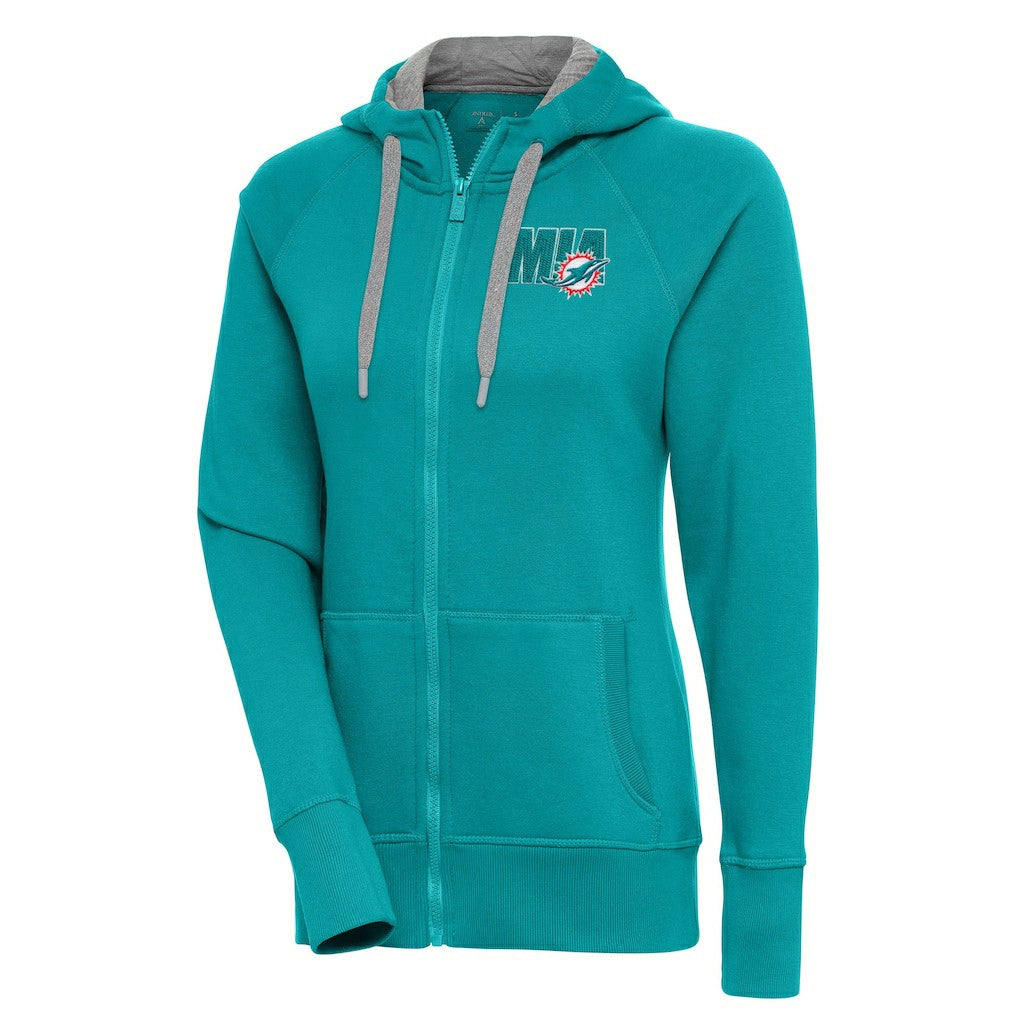 Miami Dolphins Antigua Women's Victory Full-Zip Hoodie - Aqua - NFL