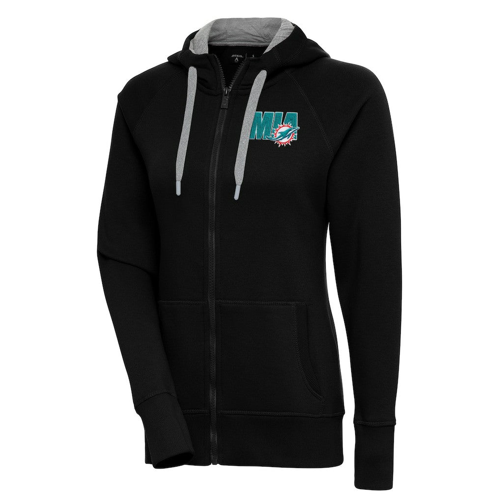 Miami Dolphins Antigua Women's Victory Full-Zip Hoodie - Black - NFL