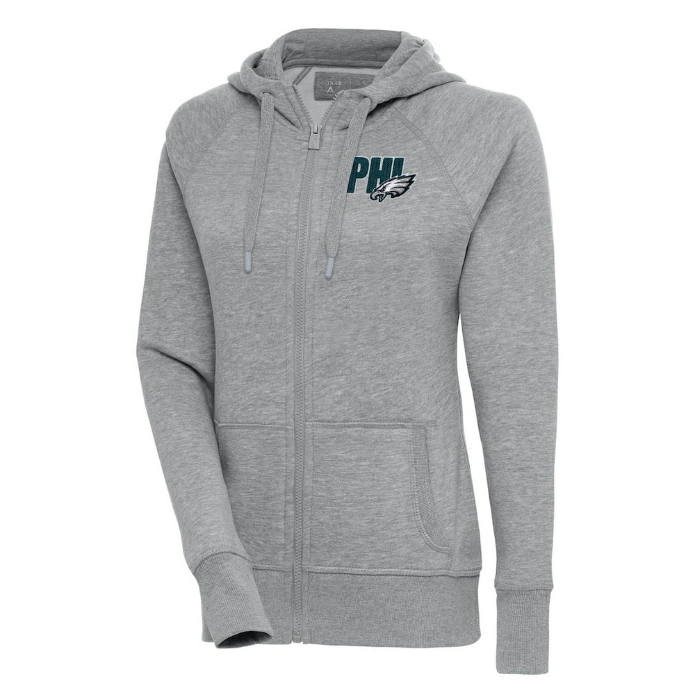 Philadelphia Eagles Antigua Women's Victory Full-Zip Hoodie - Heather Gray - NFL