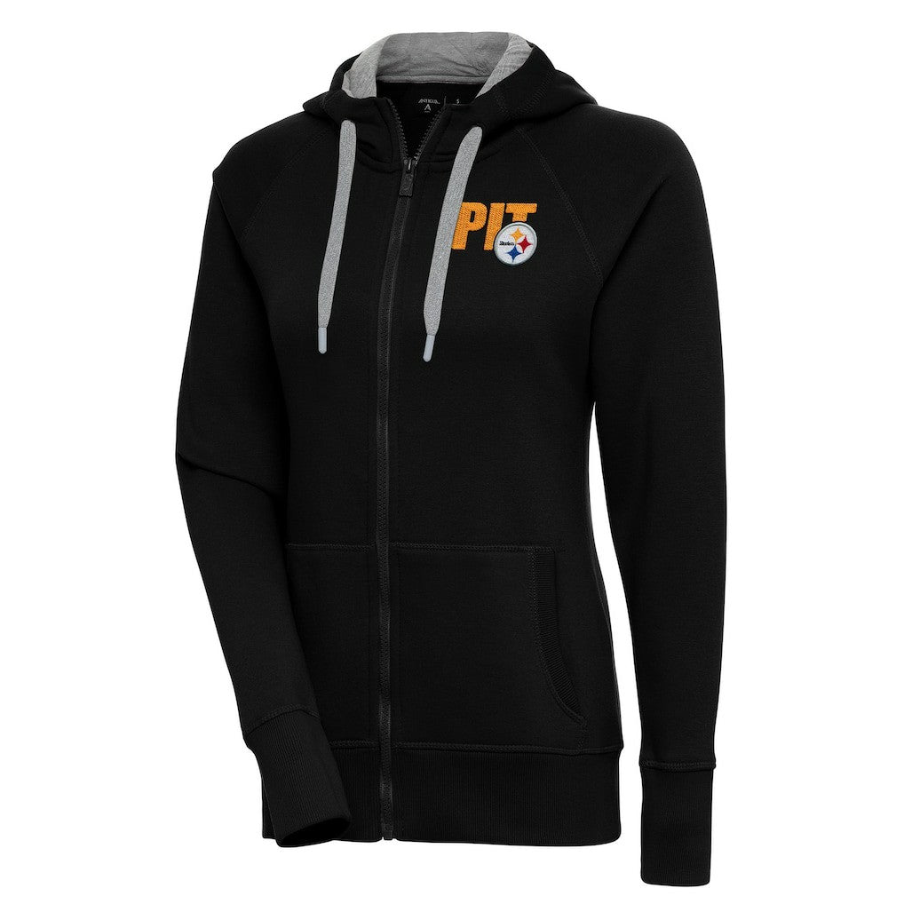 Pittsburgh Steelers Antigua Women's Victory Full-Zip Hoodie - Black - NFL