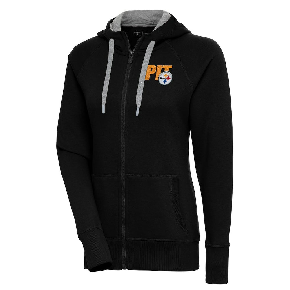 Pittsburgh Steelers Antigua Women's Victory Full-Zip Hoodie - Black - NFL