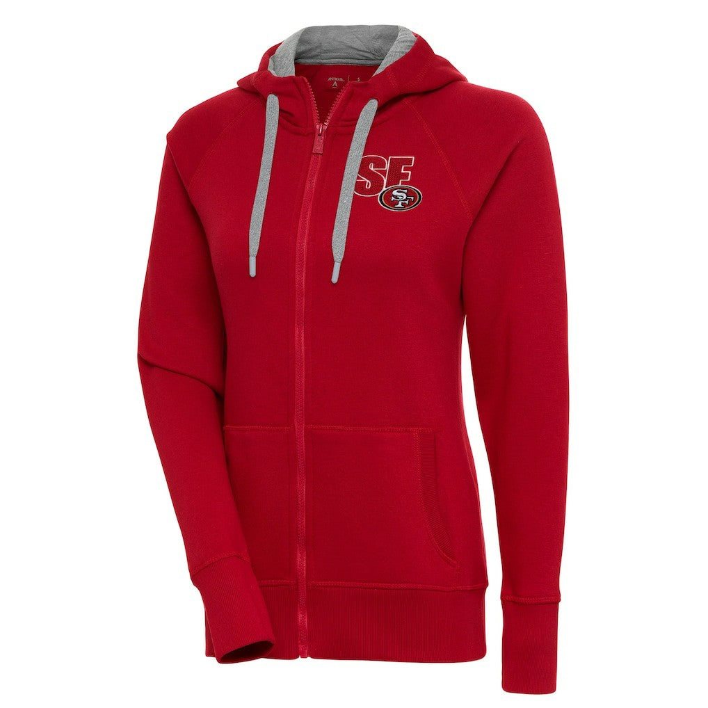 San Francisco 49ers Antigua Women's Victory Full-Zip Hoodie - Scarlet - NFL
