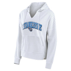 Tennessee Titans Women's Striped Notch Neck Pullover Hoodie - White/Gray - Fanatics