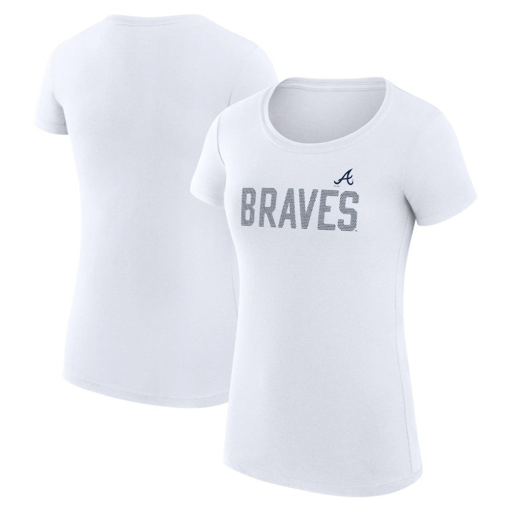 Atlanta Braves G-III 4Her by Carl Banks Women's Super-Slim Fit Lightweight Dot Print T-Shirt Outlet