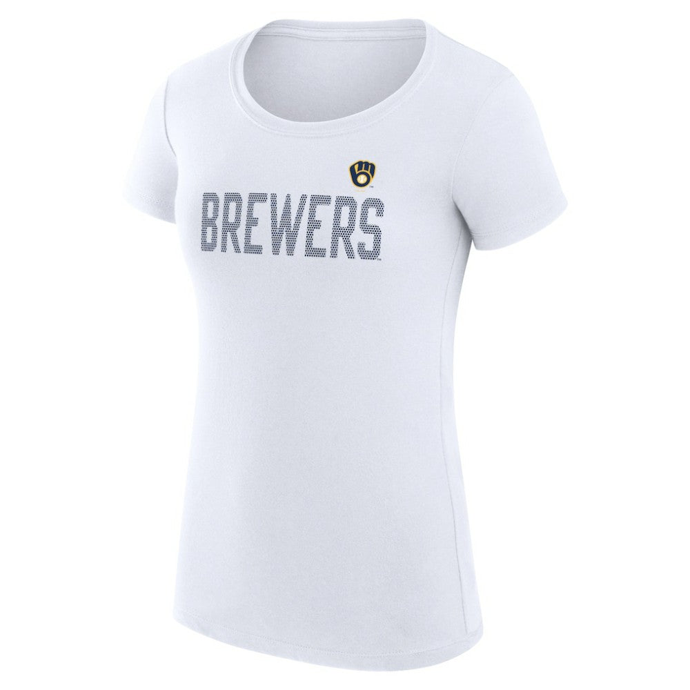 Milwaukee Brewers G-III 4Her by Carl Banks Women's Super-Slim Fit Lightweight Dot Print T-Shirt Discount