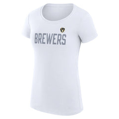 Milwaukee Brewers G-III 4Her by Carl Banks Women's Super-Slim Fit Lightweight Dot Print T-Shirt Discount