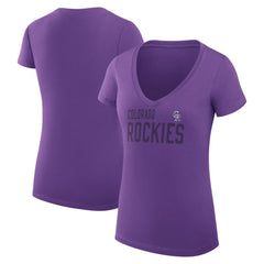 Colorado Rockies G-III 4Her by Carl Banks Women's Super-Slim Fit Lightweight Dot Print V-Neck T-Shirt Discount