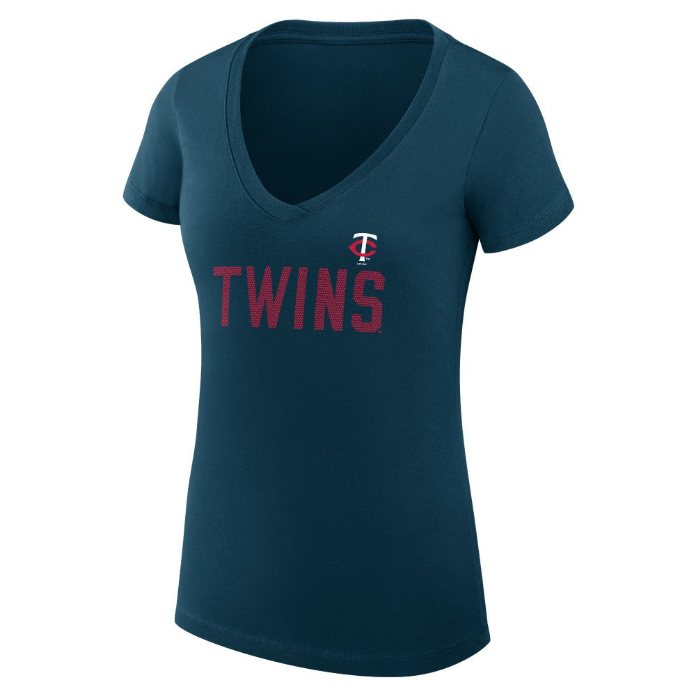 Minnesota Twins G-III 4Her by Carl Banks Women's Super-Slim Fit Lightweight Dot Print V-Neck T-Shirt for sale