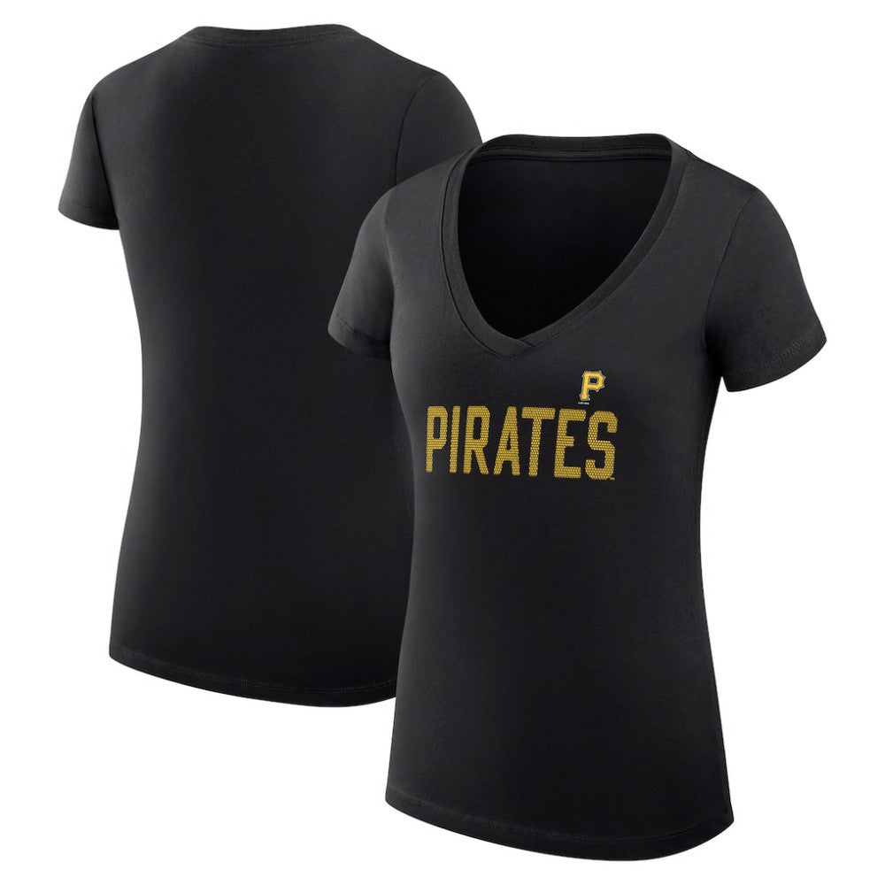 Pittsburgh Pirates G-III 4Her by Carl Banks Women's Super-Slim Fit Lightweight Dot Print V-Neck T-Shirt Discount