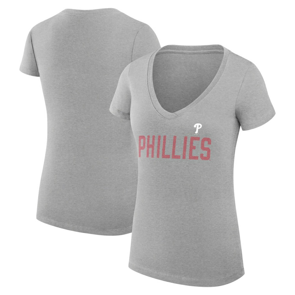 Philadelphia Phillies G-III 4Her by Carl Banks Women's Super-Slim Fit Lightweight Dot Print V-Neck T-Shirt Outlet