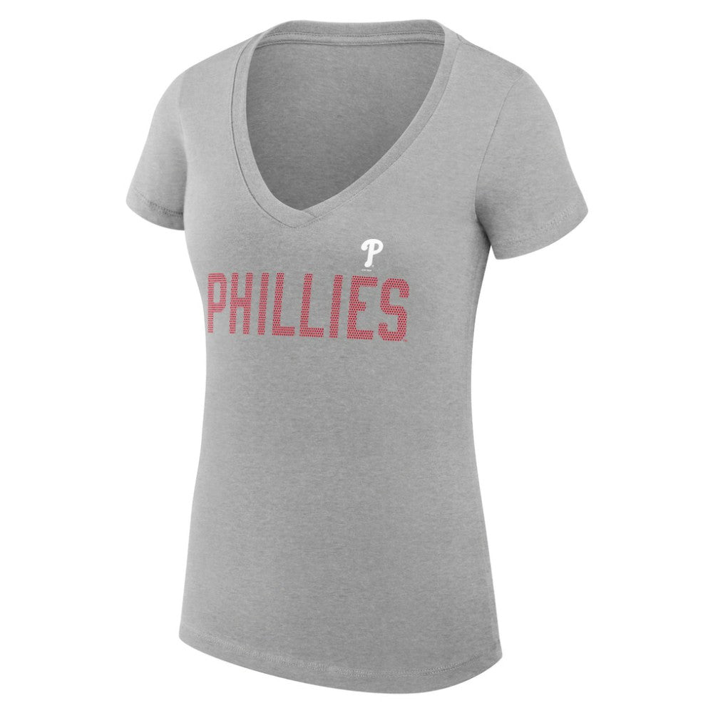Philadelphia Phillies G-III 4Her by Carl Banks Women's Super-Slim Fit Lightweight Dot Print V-Neck T-Shirt Outlet