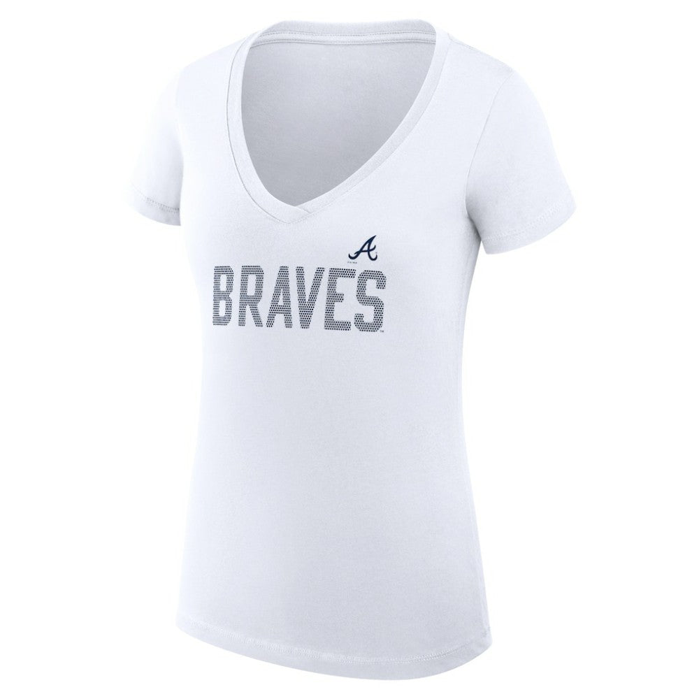Atlanta Braves G-III 4Her by Carl Banks Women's Super-Slim Fit Lightweight Dot Print V-Neck T-Shirt Sale