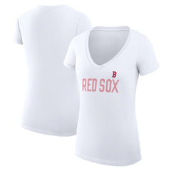 Boston Red Sox G-III 4Her by Carl Banks Women's Super-Slim Fit Lightweight Dot Print V-Neck T-Shirt Discount