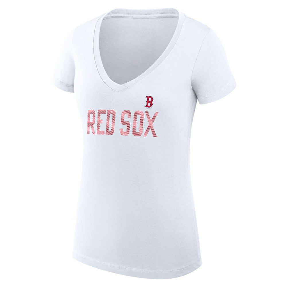 Boston Red Sox G-III 4Her by Carl Banks Women's Super-Slim Fit Lightweight Dot Print V-Neck T-Shirt Discount
