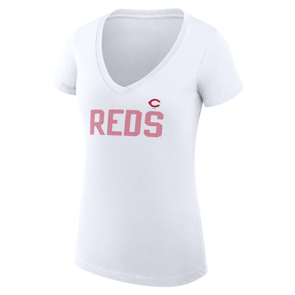 Cincinnati Reds G-III 4Her by Carl Banks Women's Super-Slim Fit Lightweight Dot Print V-Neck T-Shirt for sale