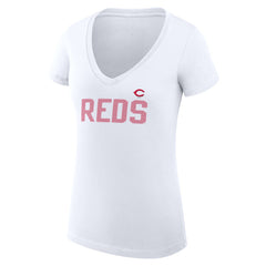 Cincinnati Reds G-III 4Her by Carl Banks Women's Super-Slim Fit Lightweight Dot Print V-Neck T-Shirt for sale