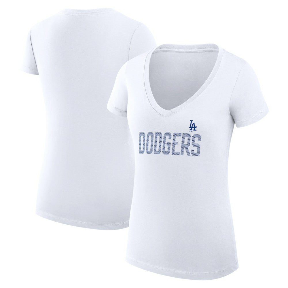 Los Angeles Dodgers G-III 4Her by Carl Banks Women's Super-Slim Fit Lightweight Dot Print V-Neck T-Shirt Online
