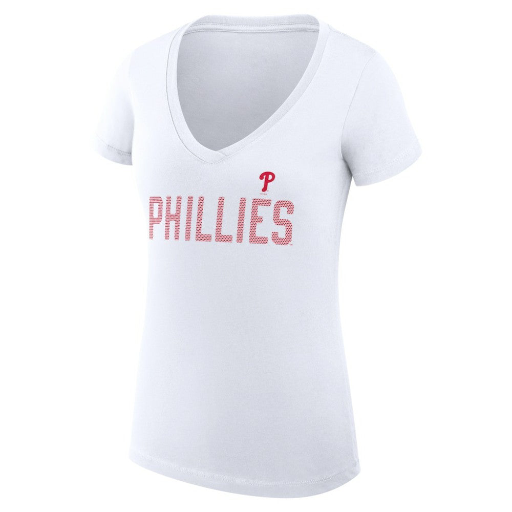 Philadelphia Phillies G-III 4Her by Carl Banks Women's Super-Slim Fit Lightweight Dot Print V-Neck T-Shirt Outlet