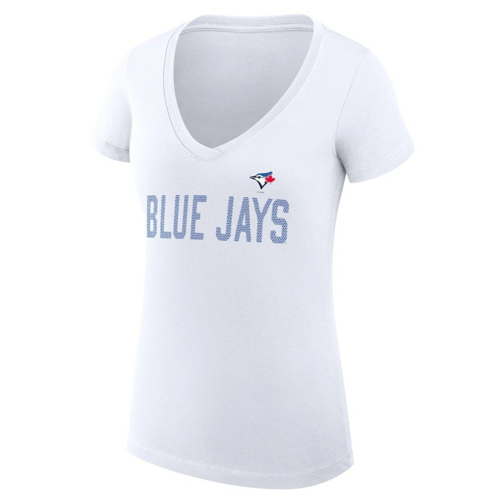 Toronto Blue Jays G-III 4Her by Carl Banks Women's Super-Slim Fit Lightweight Dot Print V-Neck T-Shirt Outlet