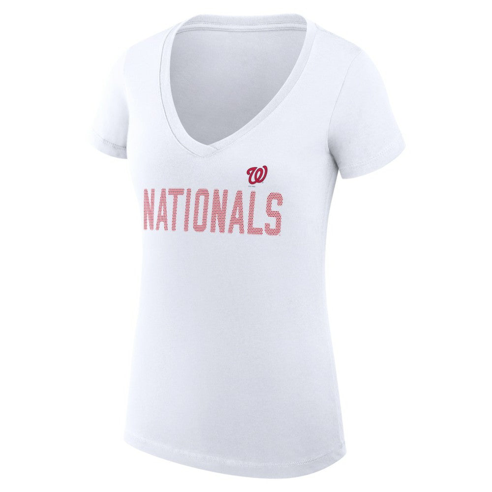 Washington Nationals G-III 4Her by Carl Banks Women's Super-Slim Fit Lightweight Dot Print V-Neck T-Shirt Online