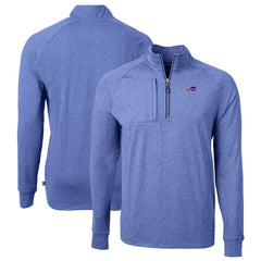 Buffalo Bills Cutter & Buck Big & Tall Adapt Eco Knit Quarter-Zip Pullover Top - Heather Royal - NFL
