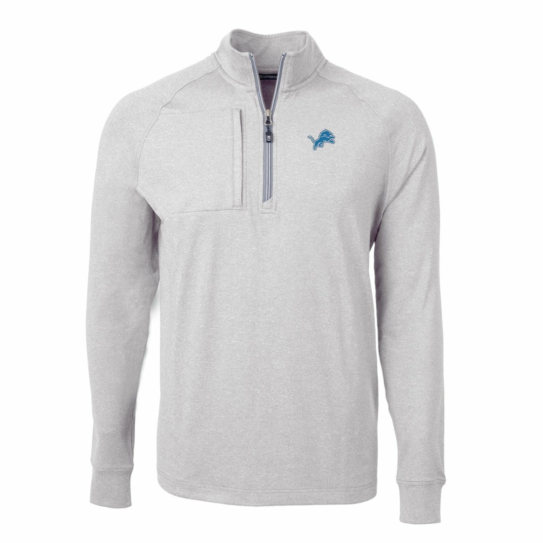 Detroit Lions Cutter & Buck Big & Tall Adapt Eco Knit Quarter-Zip Pullover Top - Heather Gray - NFL