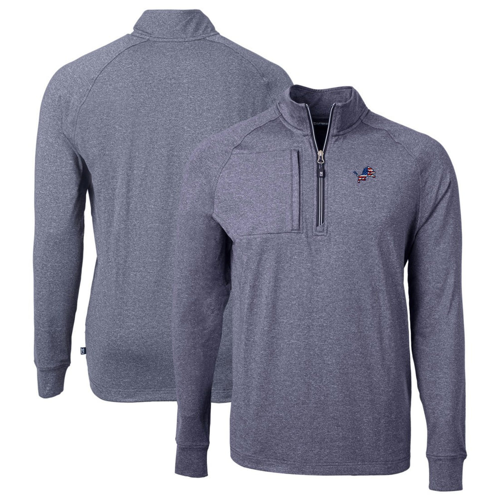 Detroit Lions Cutter & Buck Big & Tall Adapt Eco Knit Quarter-Zip Pullover Top - Heather Navy - NFL