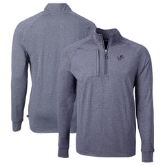 Detroit Lions Cutter & Buck Big & Tall Adapt Eco Knit Quarter-Zip Pullover Top - Heather Navy - NFL