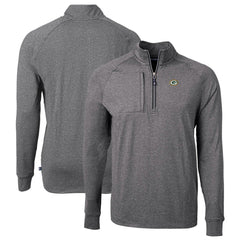 Green Bay Packers Cutter & Buck Big & Tall Adapt Eco Knit Quarter-Zip Pullover Top - Heather Black - NFL