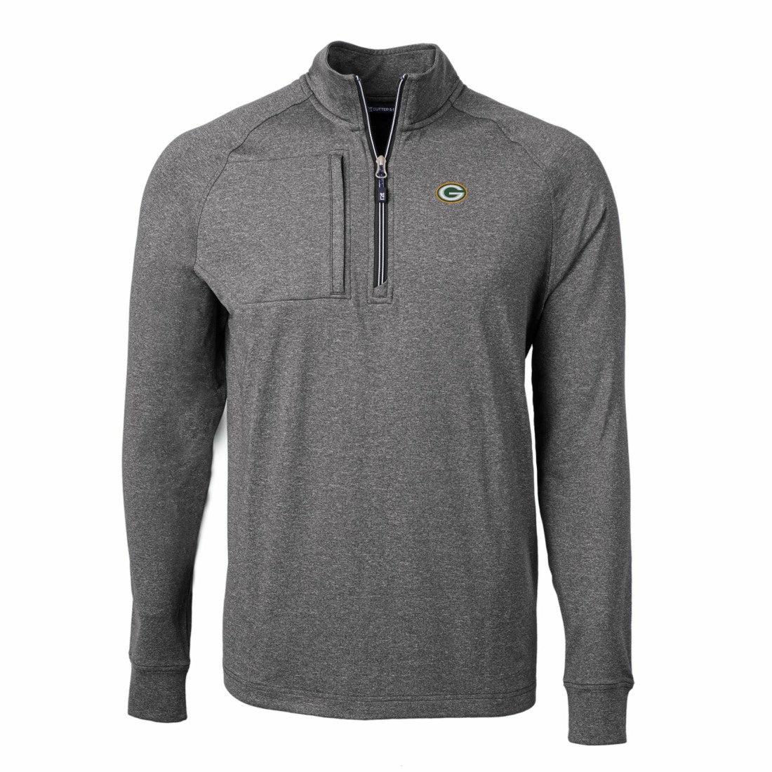 Green Bay Packers Cutter & Buck Big & Tall Adapt Eco Knit Quarter-Zip Pullover Top - Heather Black - NFL